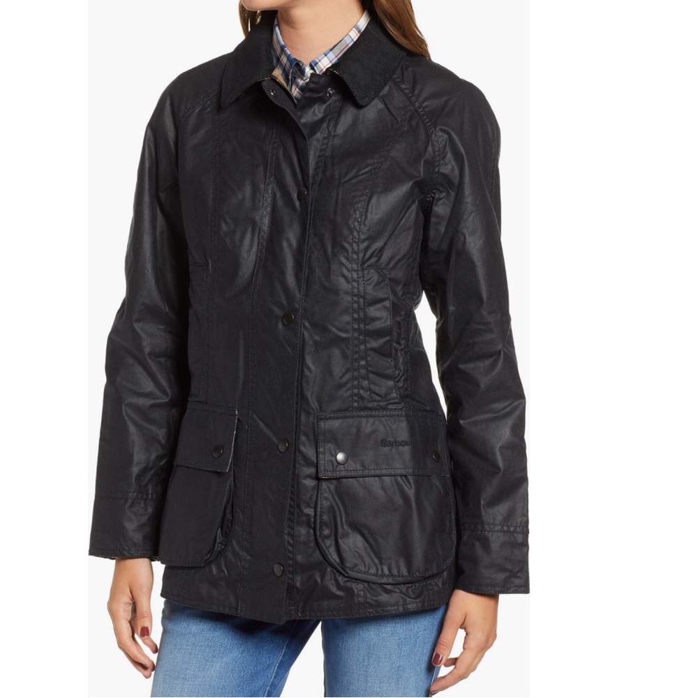 Barbour Beadnell Waxed Cotton Jacket Size 10